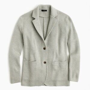 J Crew Merino Wool Button Front Blazer Light Grey XS